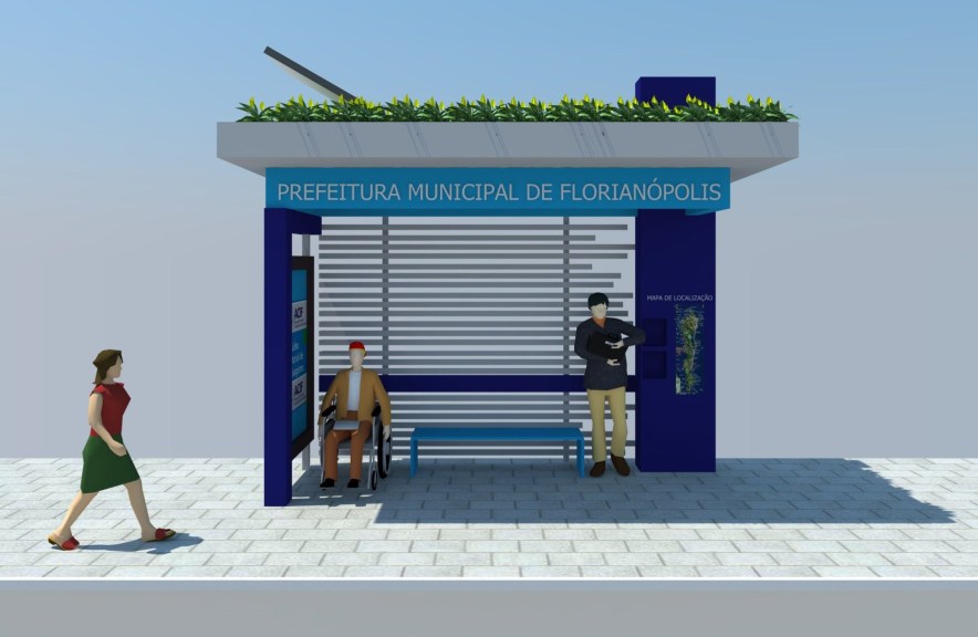 Com a tecnologia será possível até carregar o celular enquanto espera o ônibus. | Foto: Acif/Divulgação